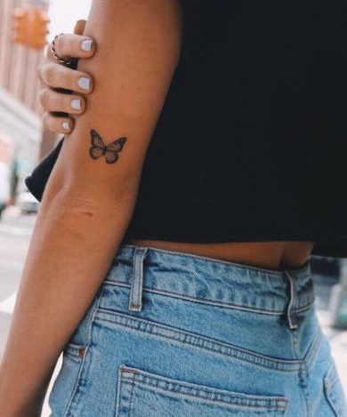 Elbow Butterfly Design Tattoo 