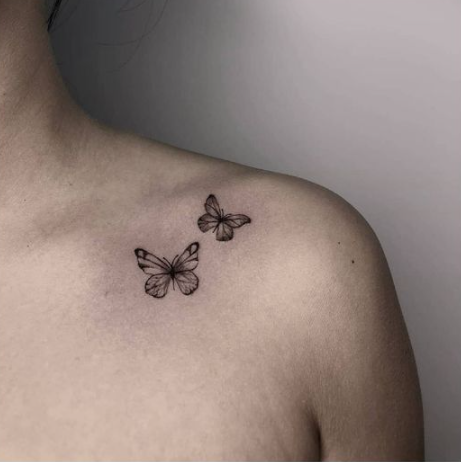 Shoulder Butterfly Design Tattoo 