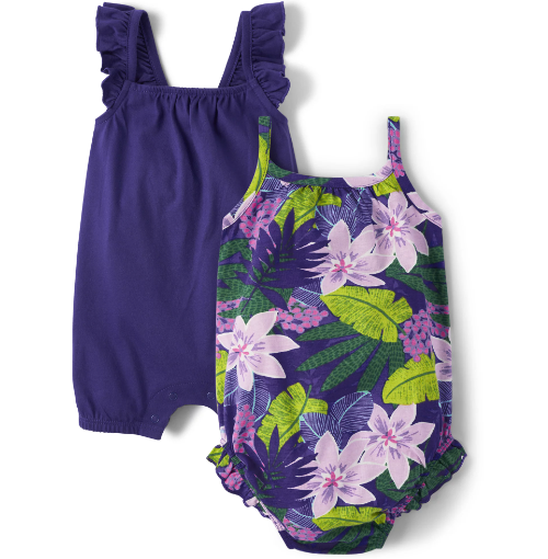 The Children's Place Baby Girl Tropical 2-Pack Romper
