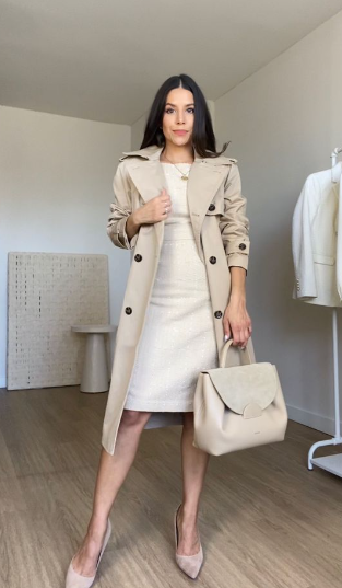 Trench Coat And A Midi Dress