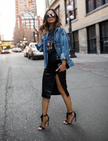 Casual Chic Black Leather Skirt Outfit