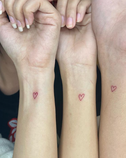 Mini Hot Pink Heart Tattoo