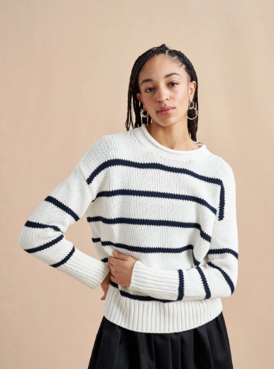 Cotton Sweater with Stripes