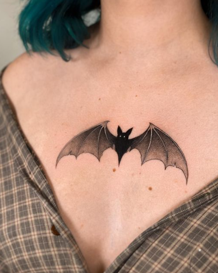 Bat on Chest Tattoo