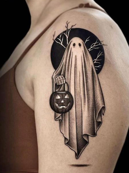 Ghost Shoulder Tattoo