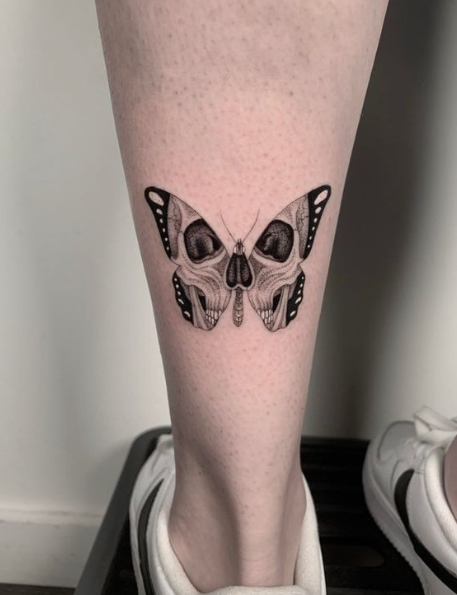 Spooky Butterfly Above The Ankle Tattoo