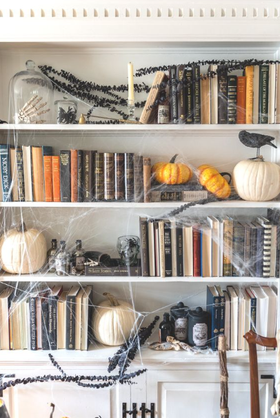 Halloween Bookshelf Decor