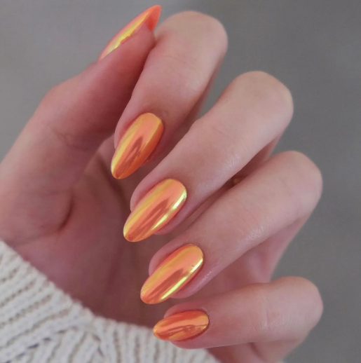 Chrome Pumpkin Nails
