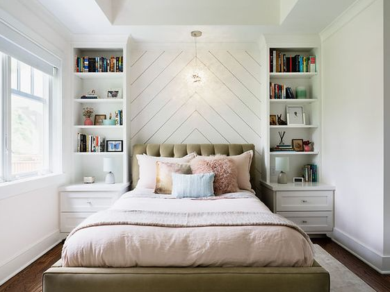 Book Cases on Bedroom Wall