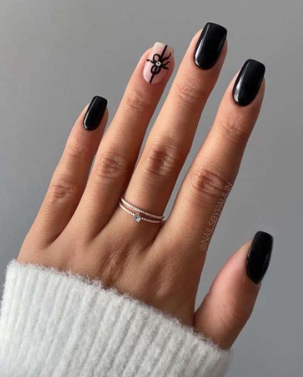 Ribbon Accent Solid Nails
